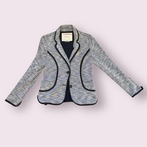 Cartonnier Anthropologie Knit Blazer w/ Contrast Piping Small Heathered Grey